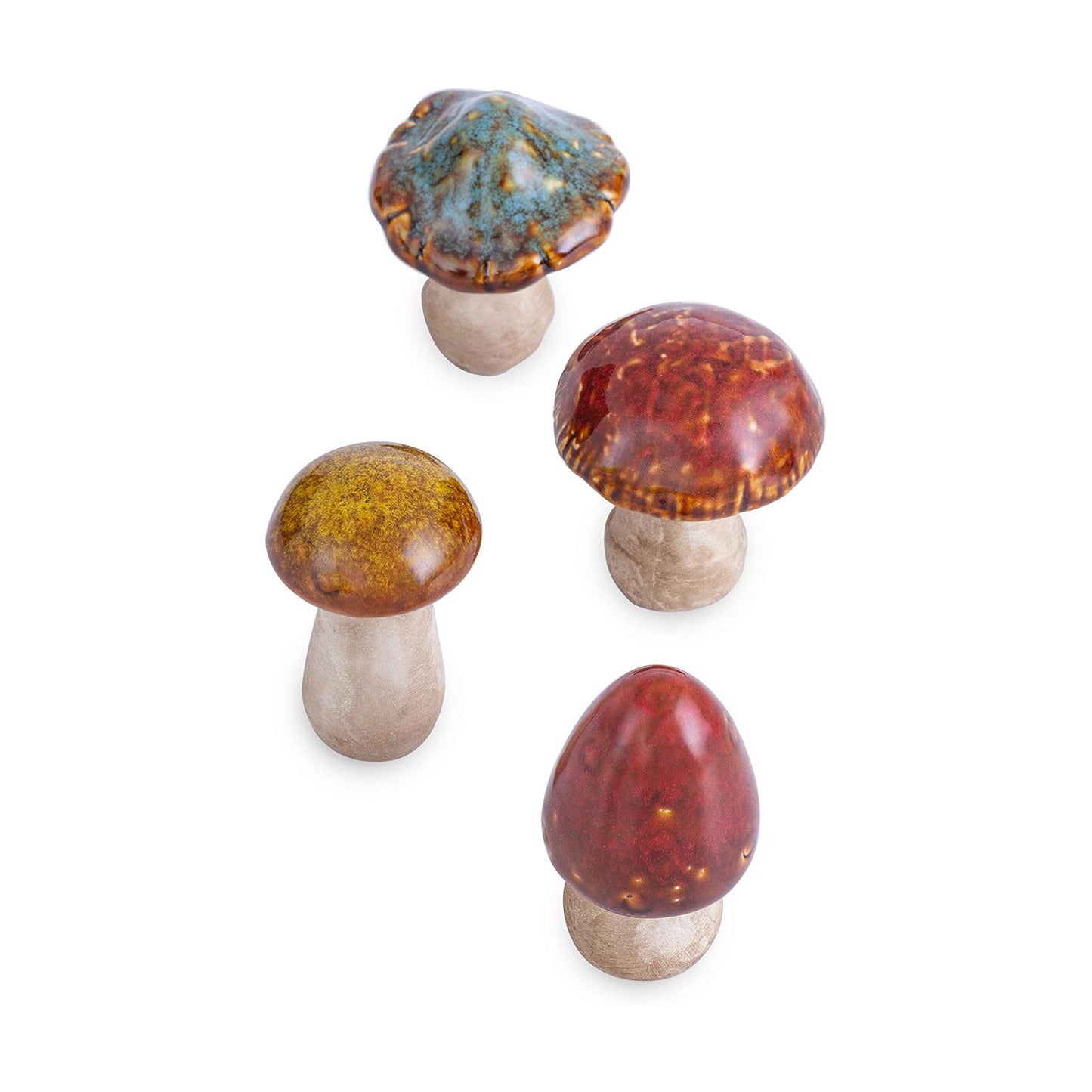 Ceramic Mushrooms Figurine Garden Decor / Small-4 / 3 Inch / Set of 4