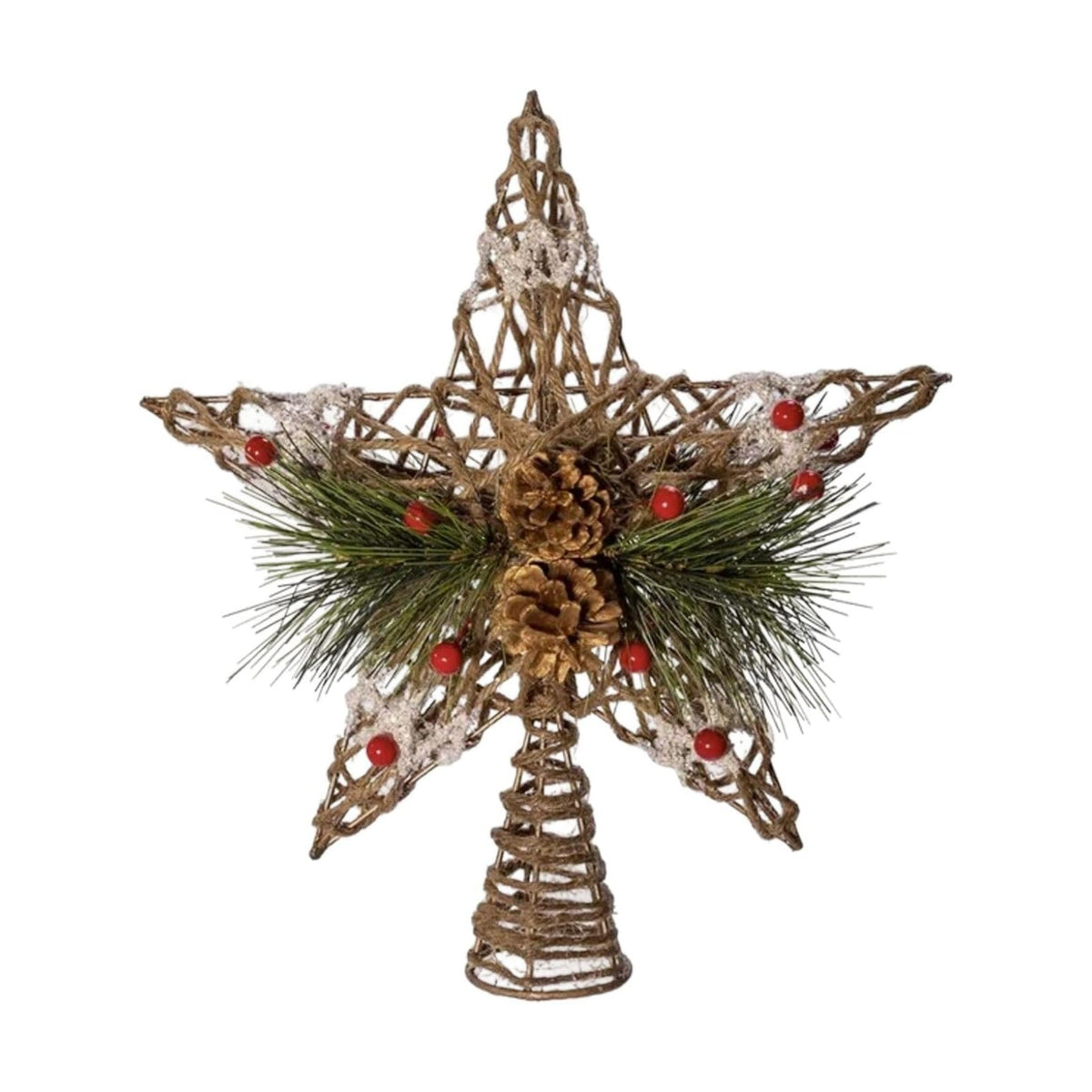 Kurt Adler 11-Inch Natural Star with Pinecones Treetop