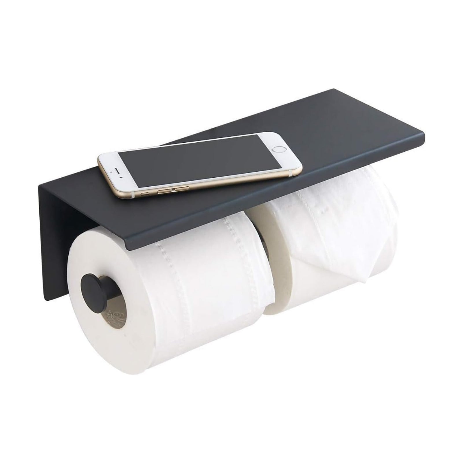 BGL 304 Stainless Steel Double Toilet Paper Holder Wall Mounted Matte Black Two Heads Roll Tissue Paper Holder with