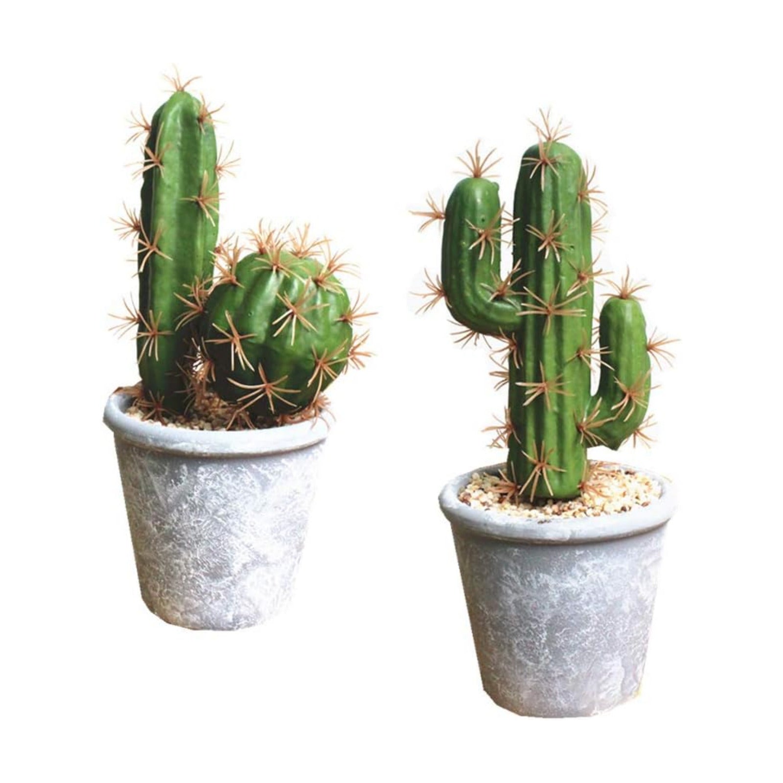 Artificial Succulent Plants Faux Cactus Decorative Succulents Potted Fake Cacti / B SET / Gray