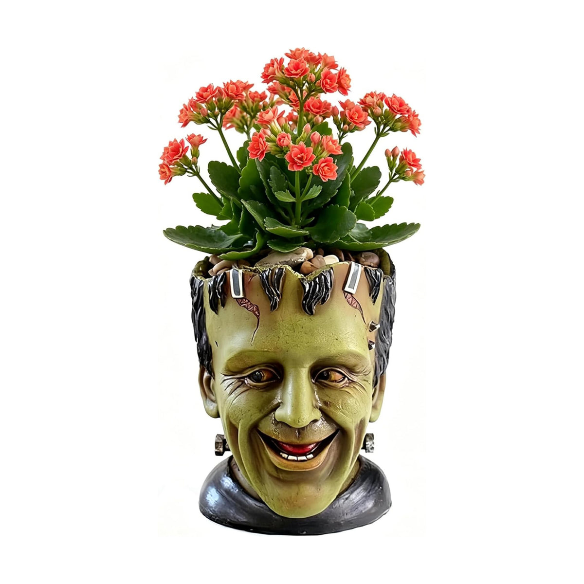 Funny Planters Head Planter for Indoor Plants, Succulent Pot with Drainage Hole Fairy Garden Resin Cactus Pencil Holder Desk Storage Gift for Women Men Plant Pot