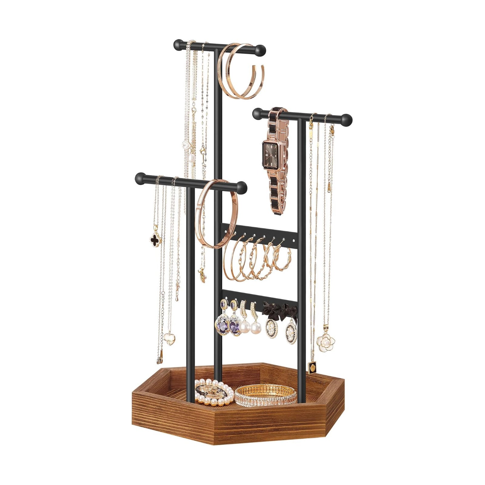 Metal Frame / Jewelry Holder / Ink Black + Caramel Brown