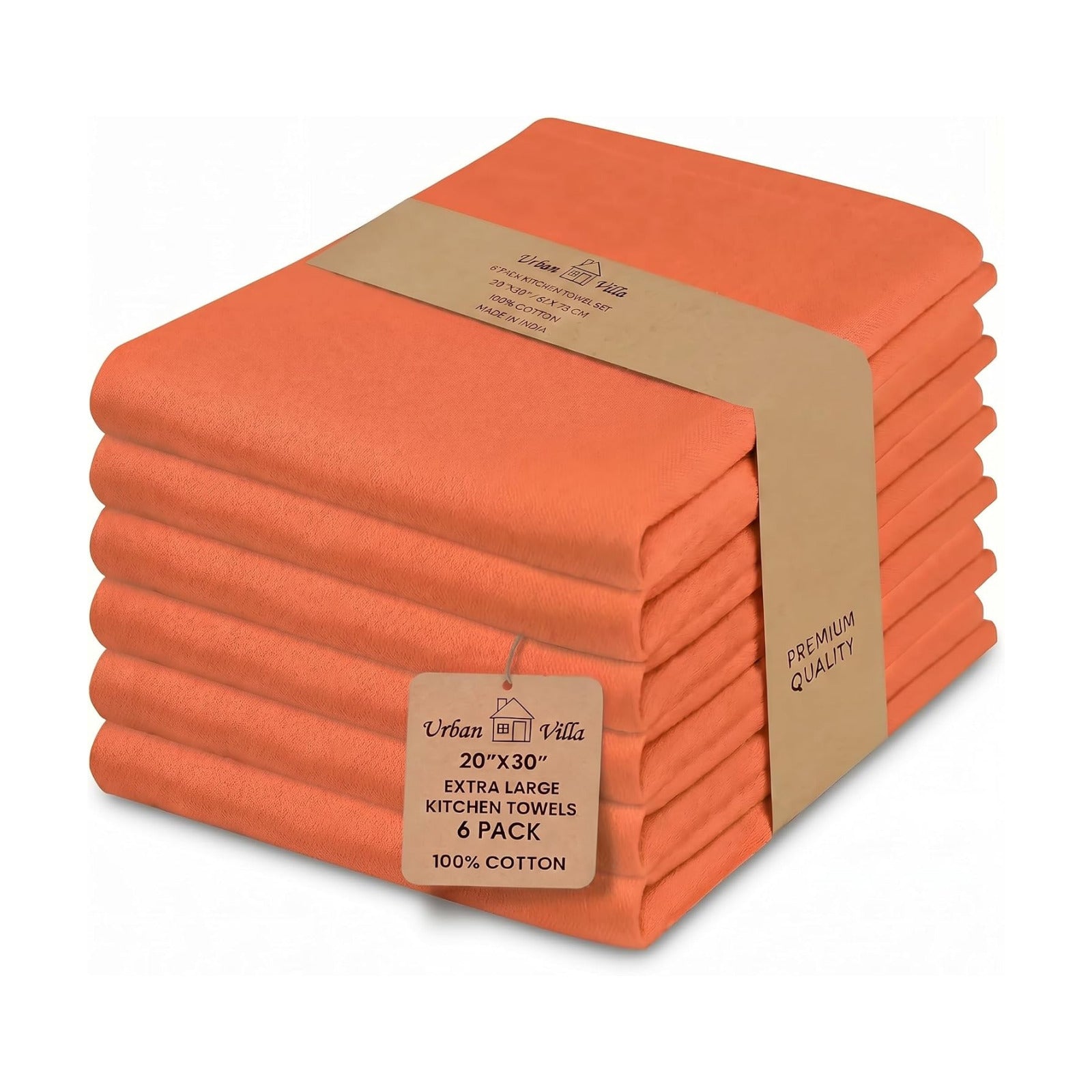 Urban Villa Kitchen Towels Cotton Dish Towels 20”x30” (Set of 6) Coral