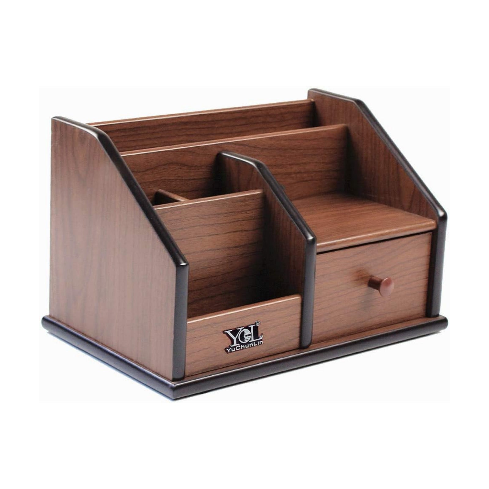 Wooden desk organizer with Drawer,Multifunctional Office & Home Storage Organizer as Large pencil holder makeup