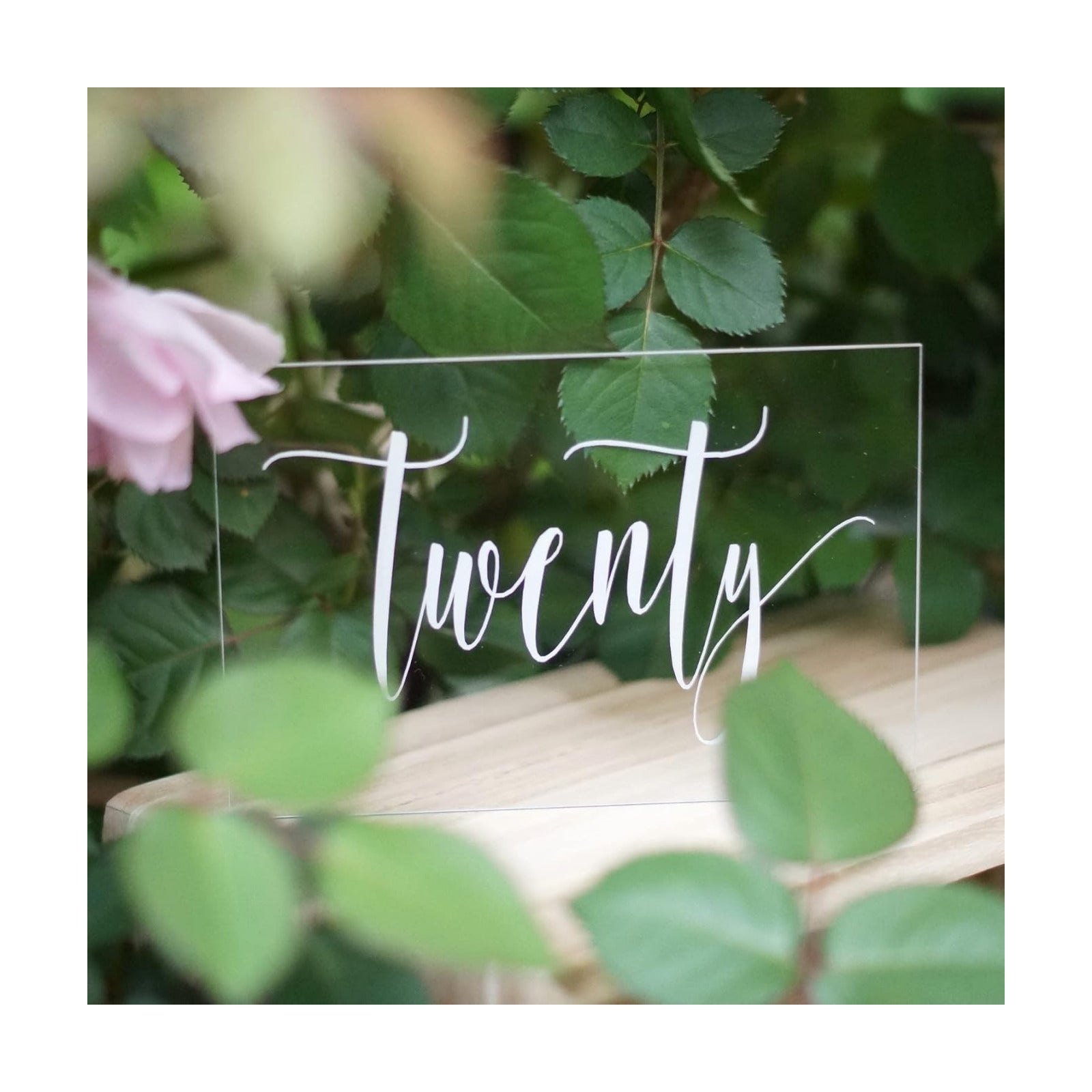Cedar and Ink Acrylic Wedding Table Numbers 1-20, Acrylic Wedding Signs with Calligraphy Lettering, Glass Like Rustic