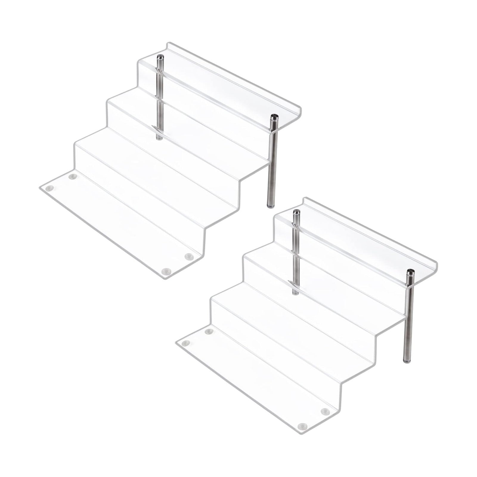 12 x 9 inch Clear Acrylic Display Riser, 4-Step, 2 Pack | Perfume Organizer & Cupcake Stand Shelf, Space-Saving for