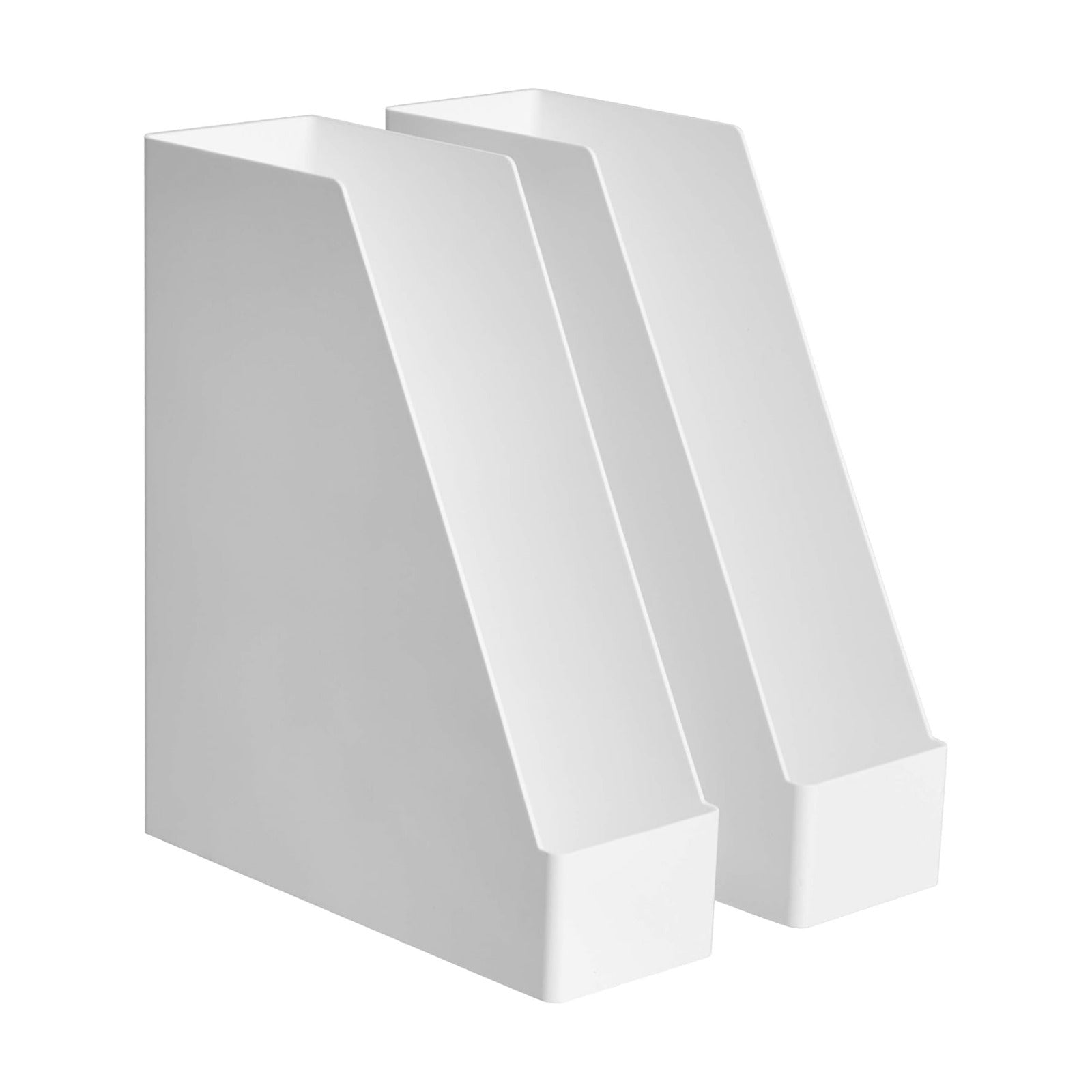 Amazon Basics Rectangular Plastic Desk Organizer, Magazine Rack, White, 2-Pack