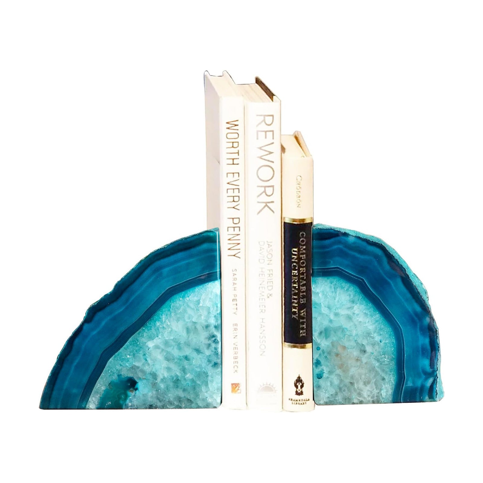 Bookends Agate Decorative Book Ends / Dyed Teal / 3-4LBS