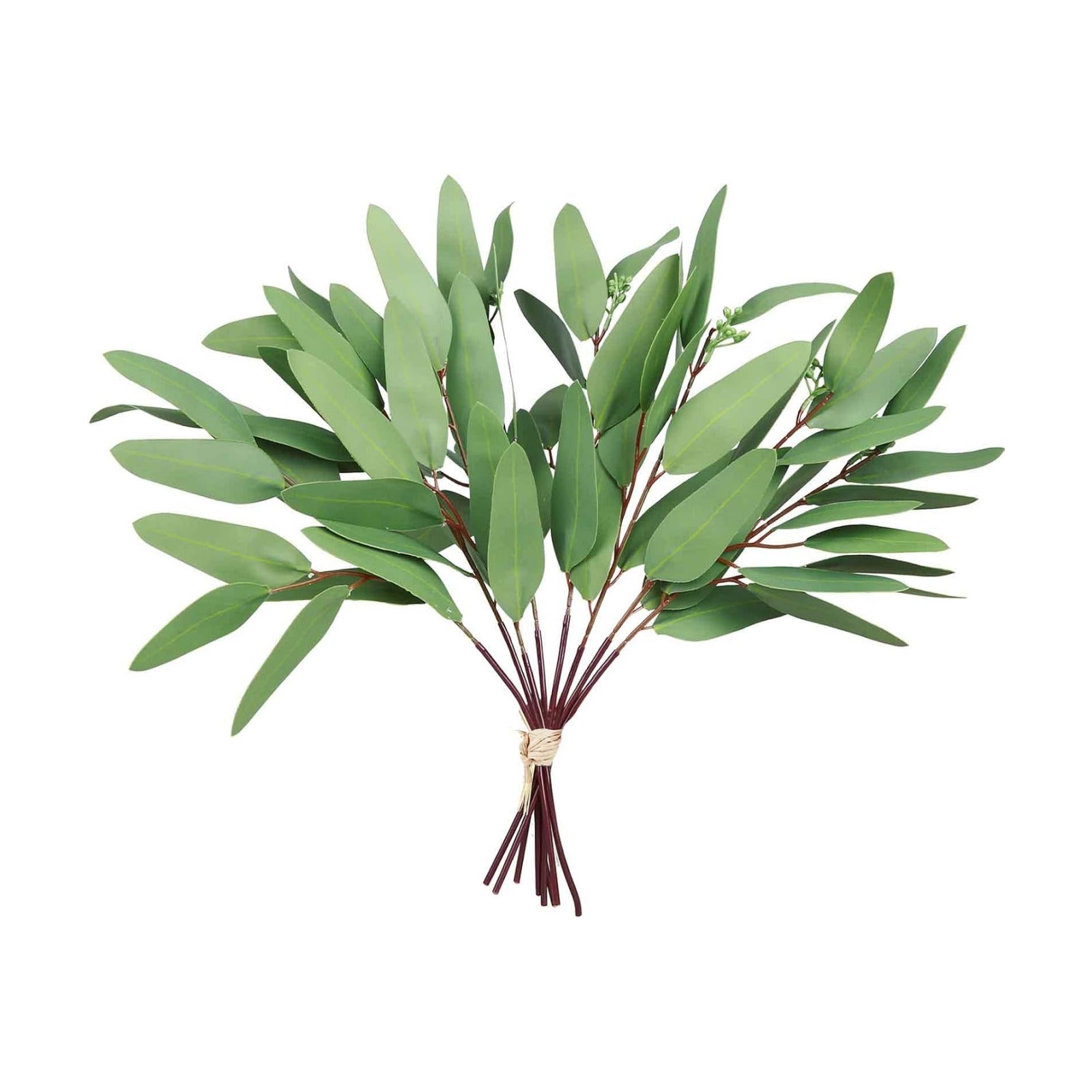 Seeds Artificial Seeded Leaves Branches Greenery / Green - Eucalyptus Stems / 13 Inch / Set of 8