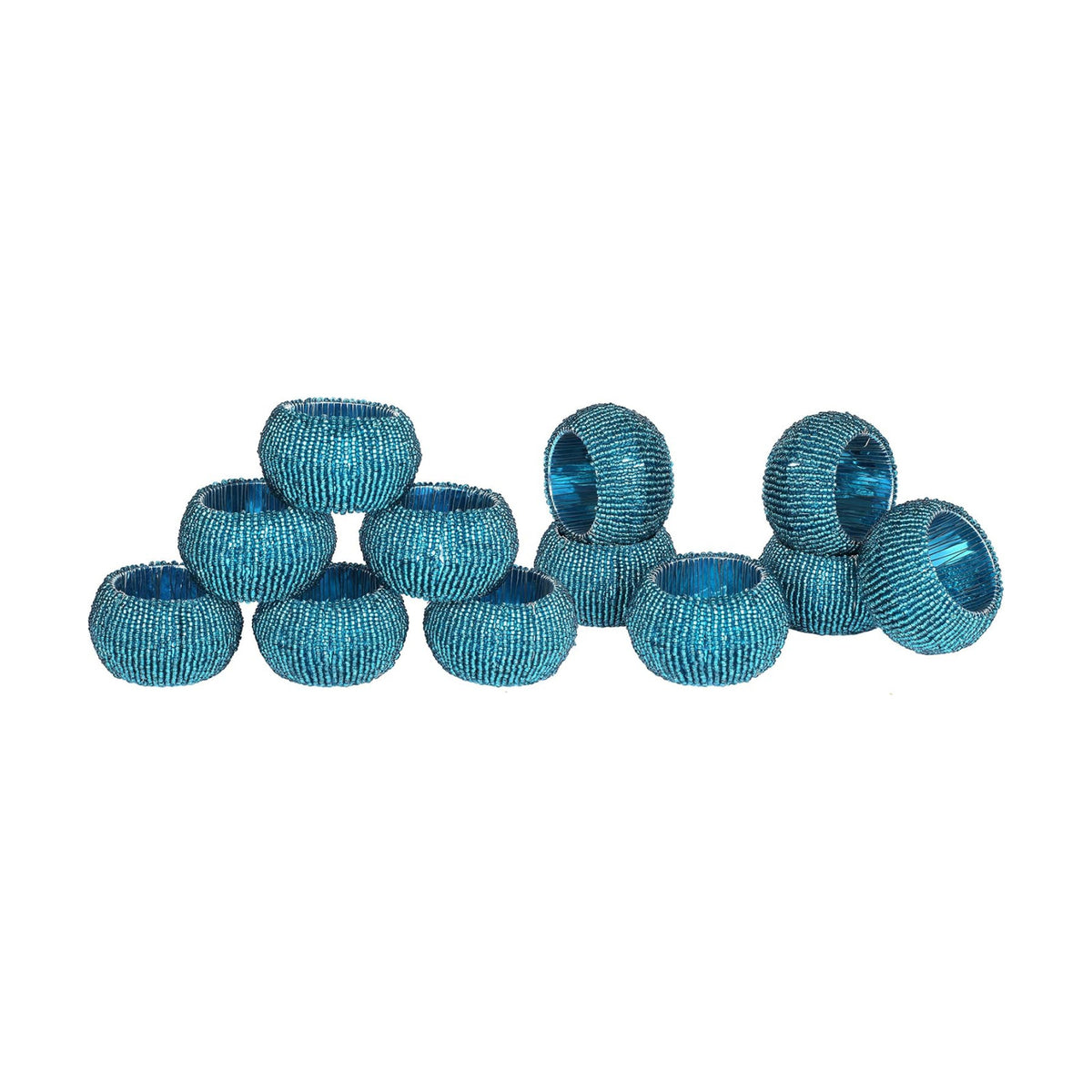 Teal Napkin Ring, Napkin Rings Set of 12, Beaded Napkin Holders, Fall Napkin Rings Bulk for Christmas Party Decoration, Dinning Table, Everyday, Family Gatherings - Set Your Table with Style - Teal