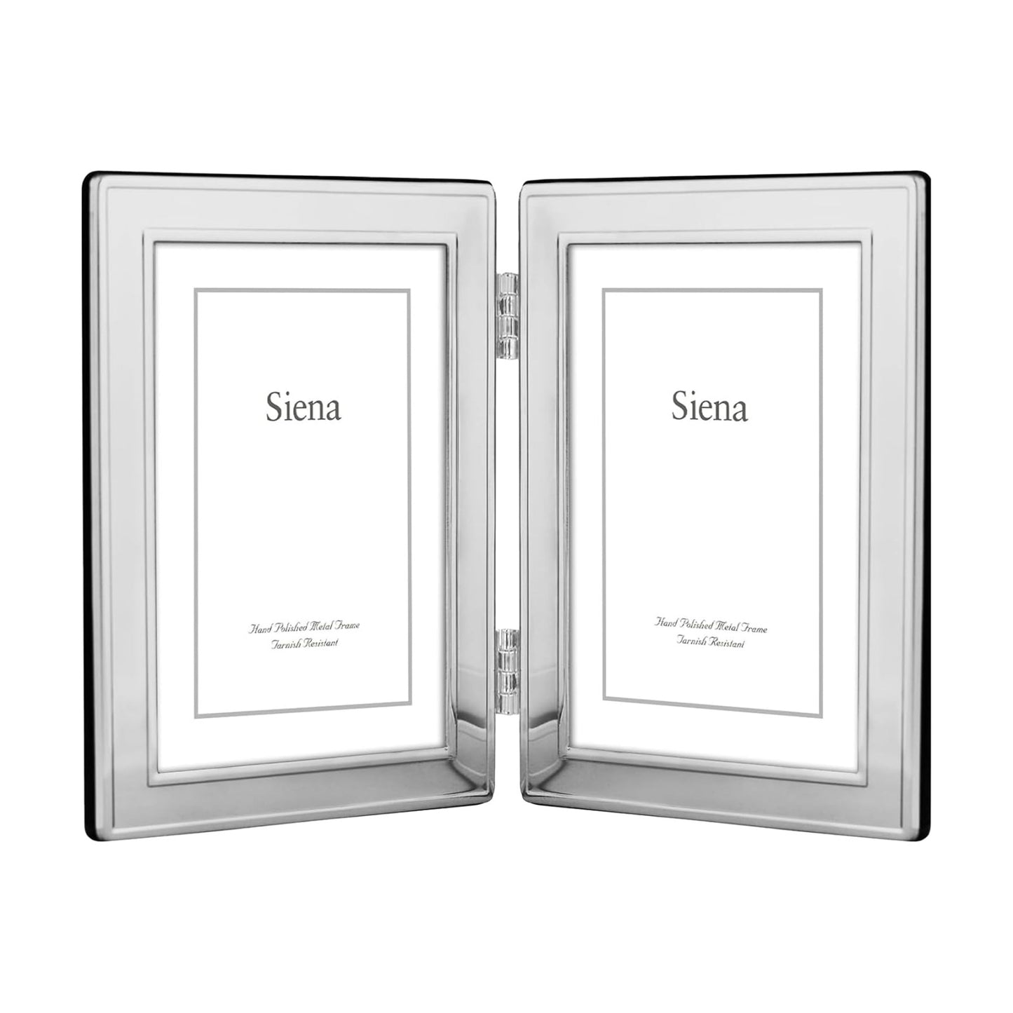 Siena Double Border Plain Silver Picture Frame, Tarnish Resistant Finish, Perfect Photo Frame for any End Table