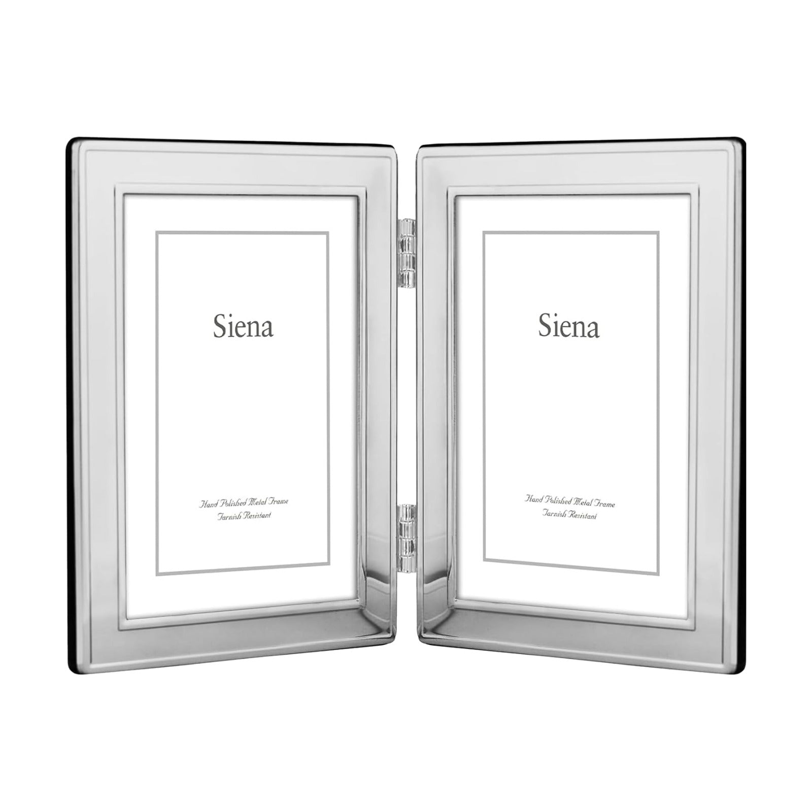 Siena Double Border Plain Silver Picture Frame, Tarnish Resistant Finish, Perfect Photo Frame for any End Table