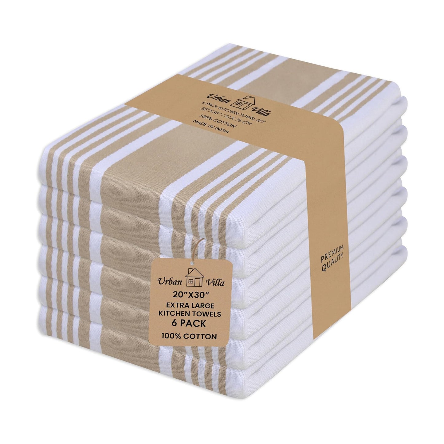 Urban Villa Kitchen Towels 100% Cotton Dish Towels for Kitchen (Set of 6)20”x30” Dish Cloths Highly Absorbent Kitchen