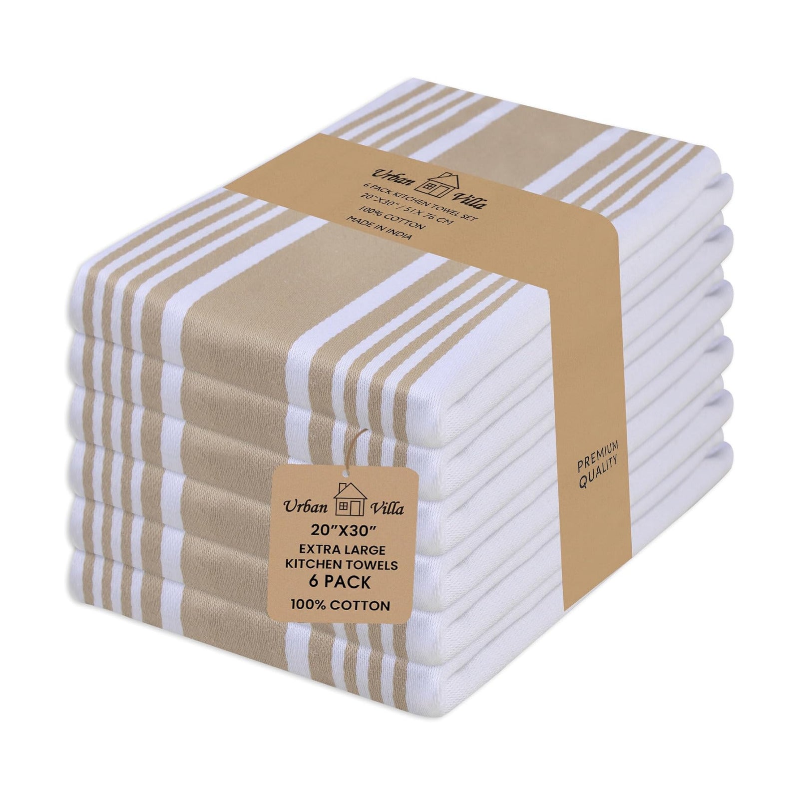 Urban Villa Kitchen Towels 100% Cotton Dish Towels for Kitchen (Set of 6)20”x30” Dish Cloths Highly Absorbent Kitchen