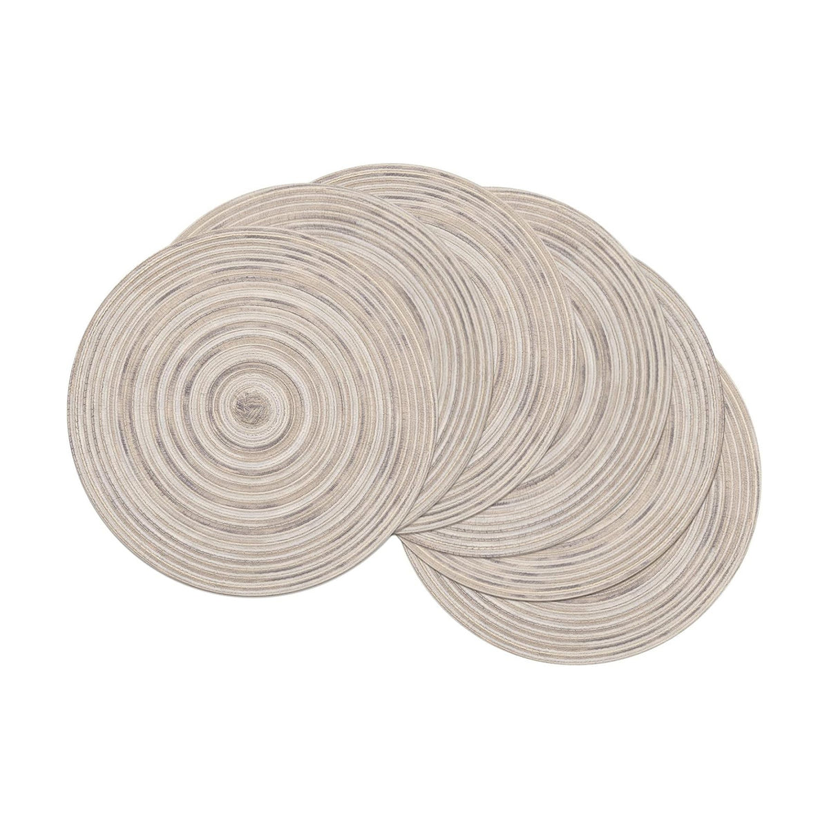 SHACOS Round Braided Placemats 15 inch Set of 6 Washable Kitchen Table Placemats for Home Wedding Party (Rainbow Gray, 6)