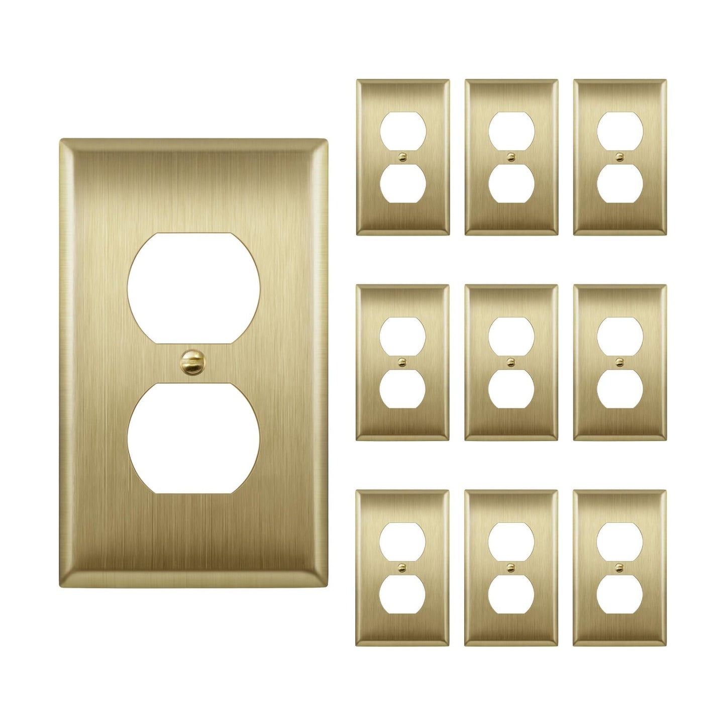 ENERLITES Duplex Receptacle Metal Wall Plate, Stainless Steel 201, Corrosion Resistant, Size 1-Gang 4.50" x 2.76"
