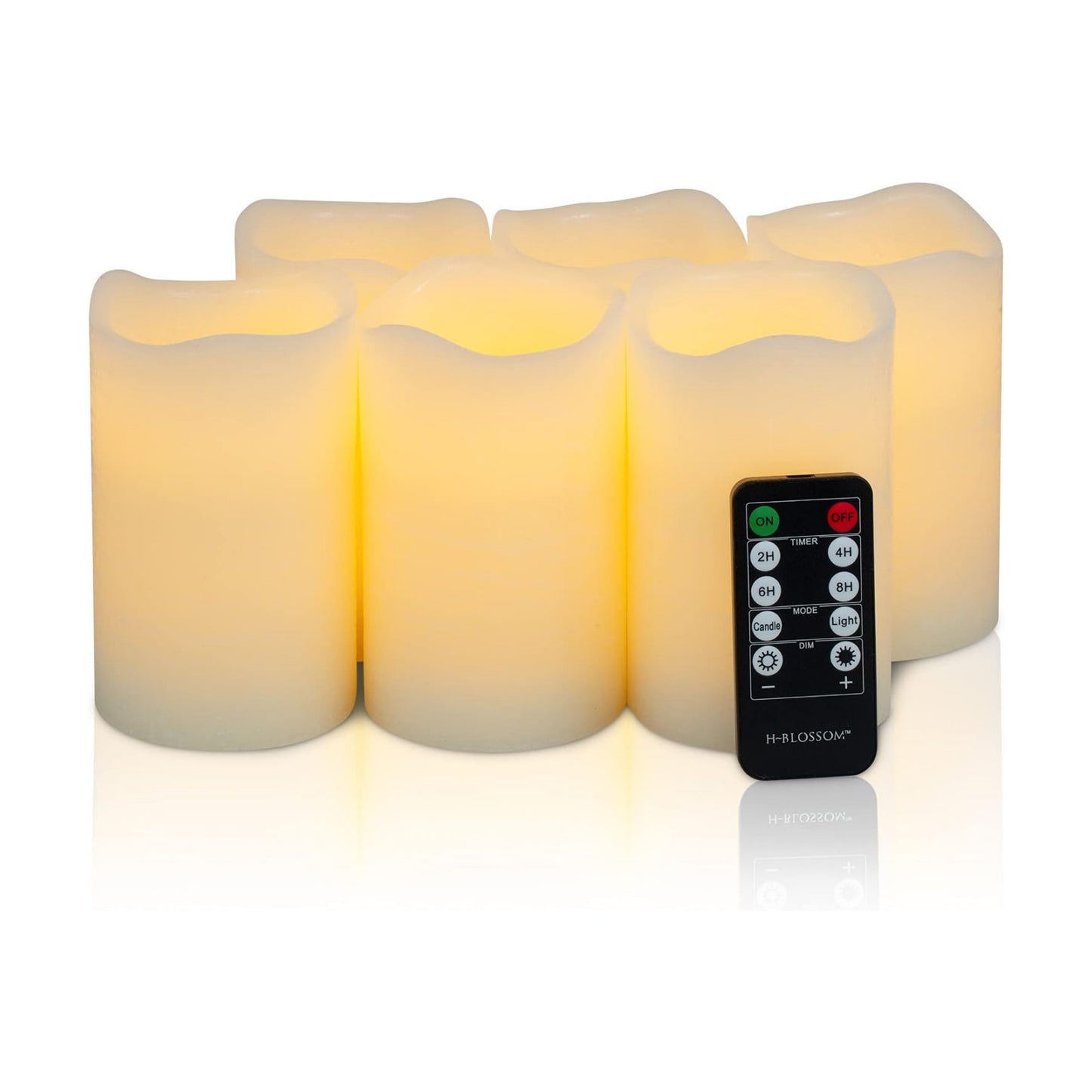 H-BLOSSOM Flickering Flameless Candles Battery Operated Real Wax Pillar Candles LED Candles with 10 Key Remote Control