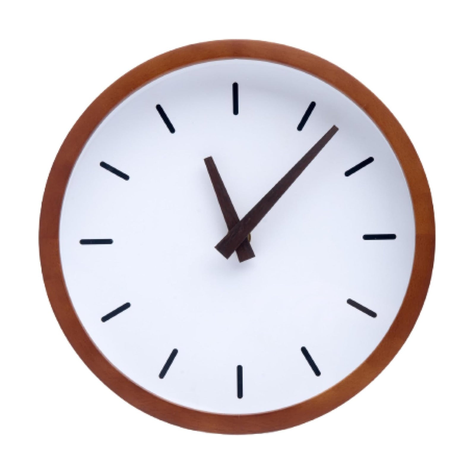Driini Modern Mid Century Wood Analog Wall Clock (12") - Battery Operated with Silent Sweep Movement - Small Decorative