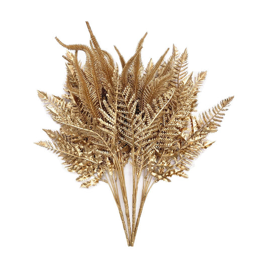 Artificial Golden Flowers Decoration / Gold Boston Grass & Tail Grass / Set of 2
