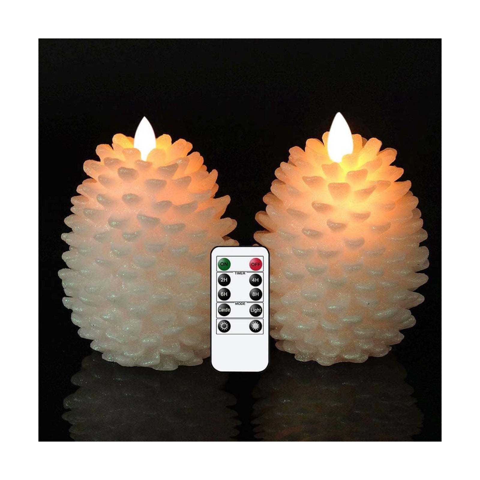 Wondise Pine Cone Flameless Flickering Candles with Remote and Timer | Real Wax Battery Operated Flickering LED Candles