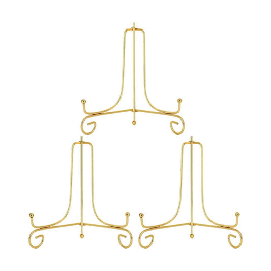 Iron Plate Stand Holder Easel Display Stand for Plate?Picture?Photo / Gold / 8 Inch / Set of 3