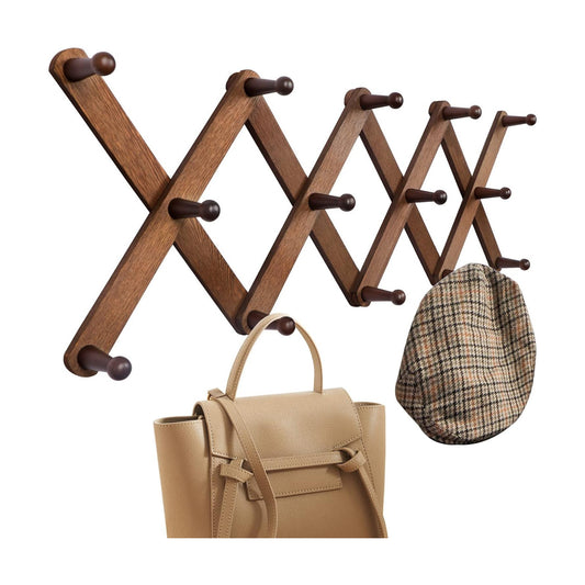 Expanding Hat Rack / Walnut Color / 14 Pegs