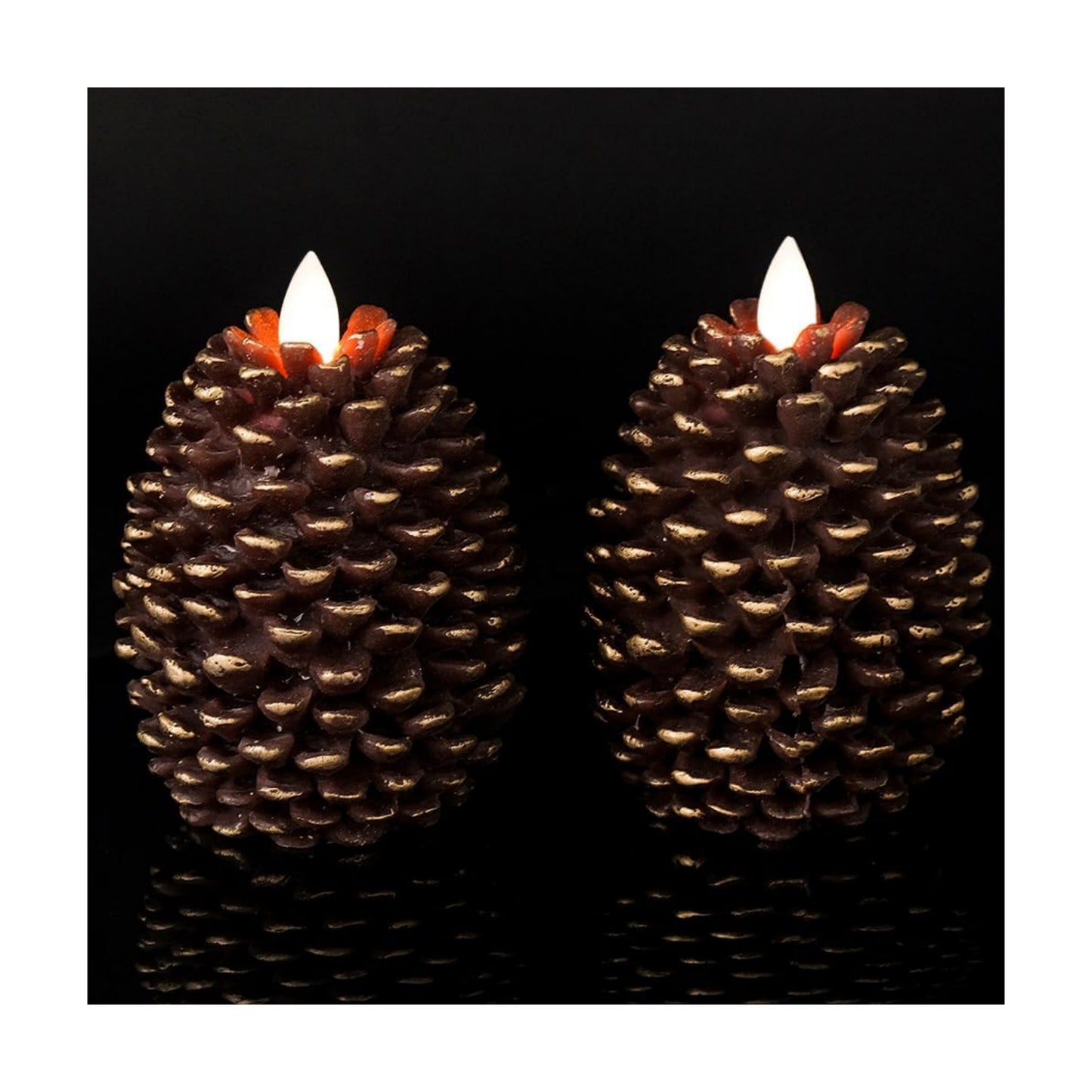 Wondise Flameless Candles with 6H Timer Battery Operated | Flickering Real Wax Pine Cone Candles for Holiday Christmas