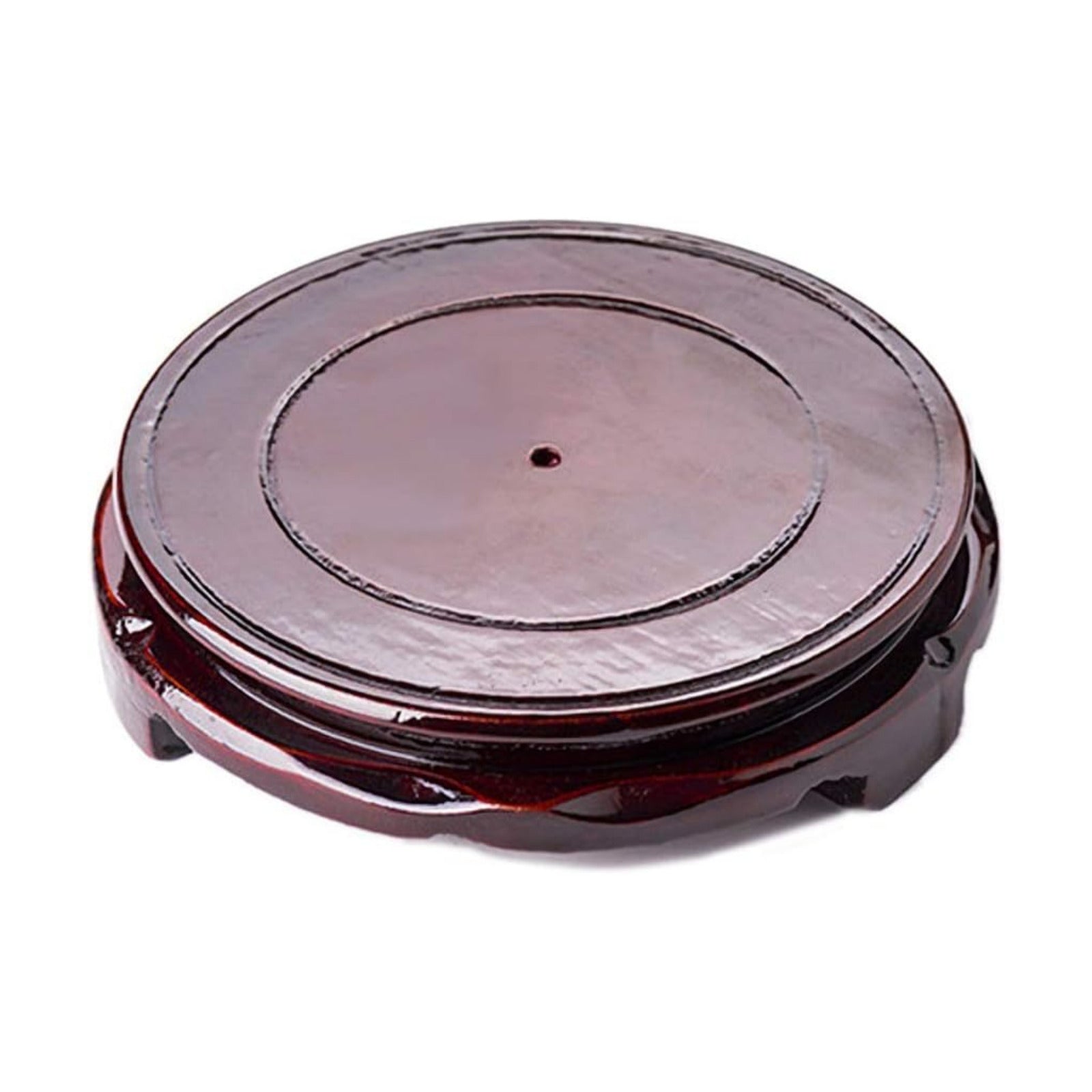 Wood Oriental Style Round Veneer Base for Vase Lamp / Non-rotatable / 3.2"inside Diameter / Brown