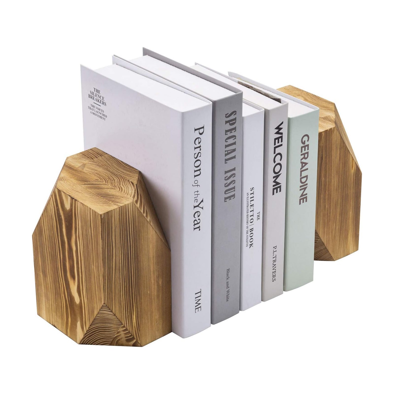 Office Desk Wooden Book Ends / Brown