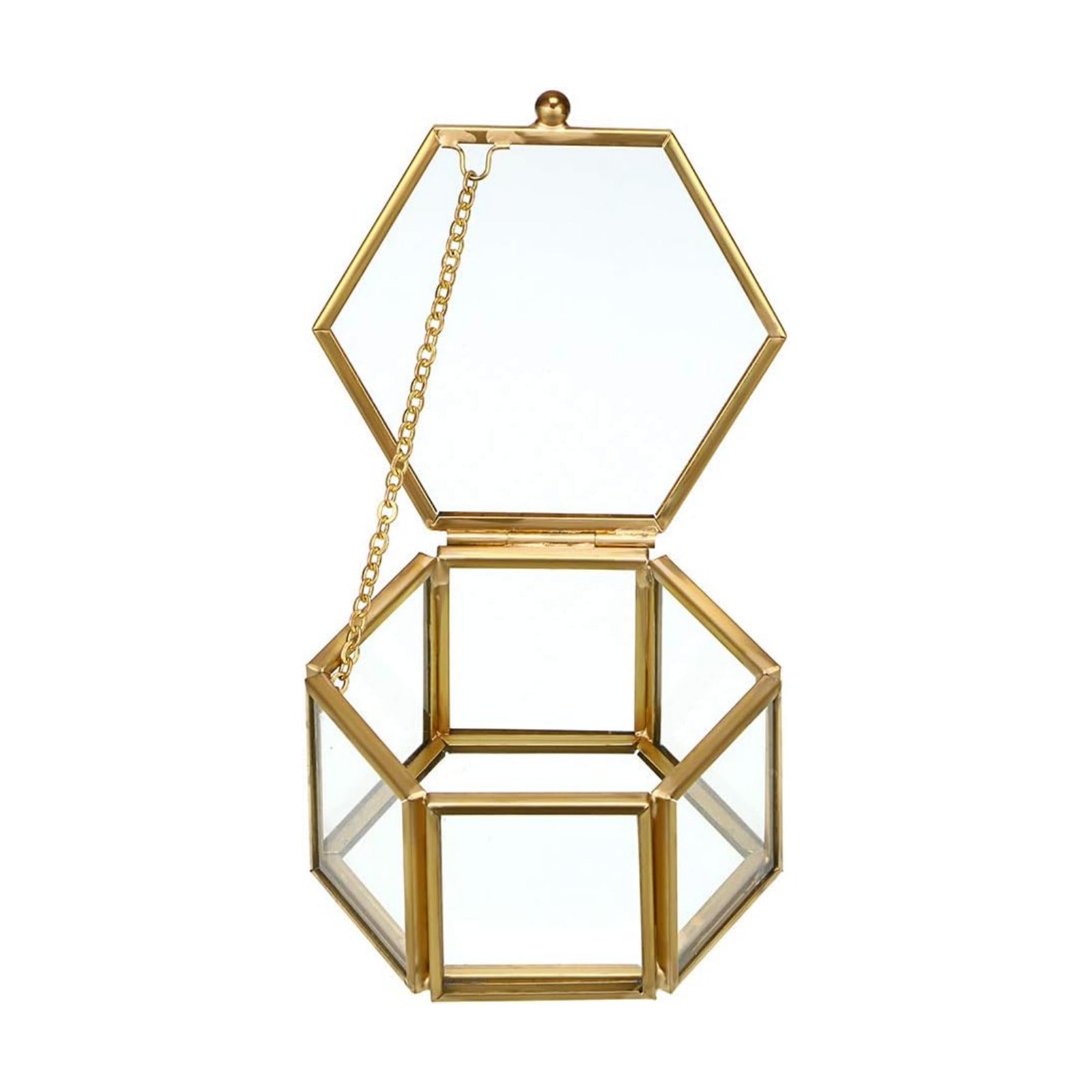 Golden Geometric Jewelry Display Organizer Keepsake Box Case Home Decorative Box / Small / Gold