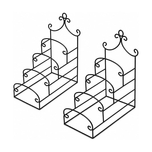 4-Tier Metal Scrollwork Dish Rack Plate Rack Display Stand Holder Cabinet / 4 Tier / Set of 2