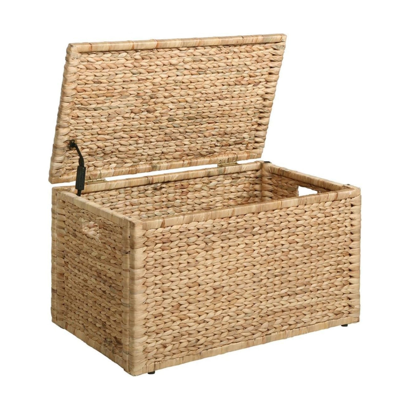 Metal Frame / Water Hyacinth Wicker Storage Trunk / Natural / 30 x 17.5