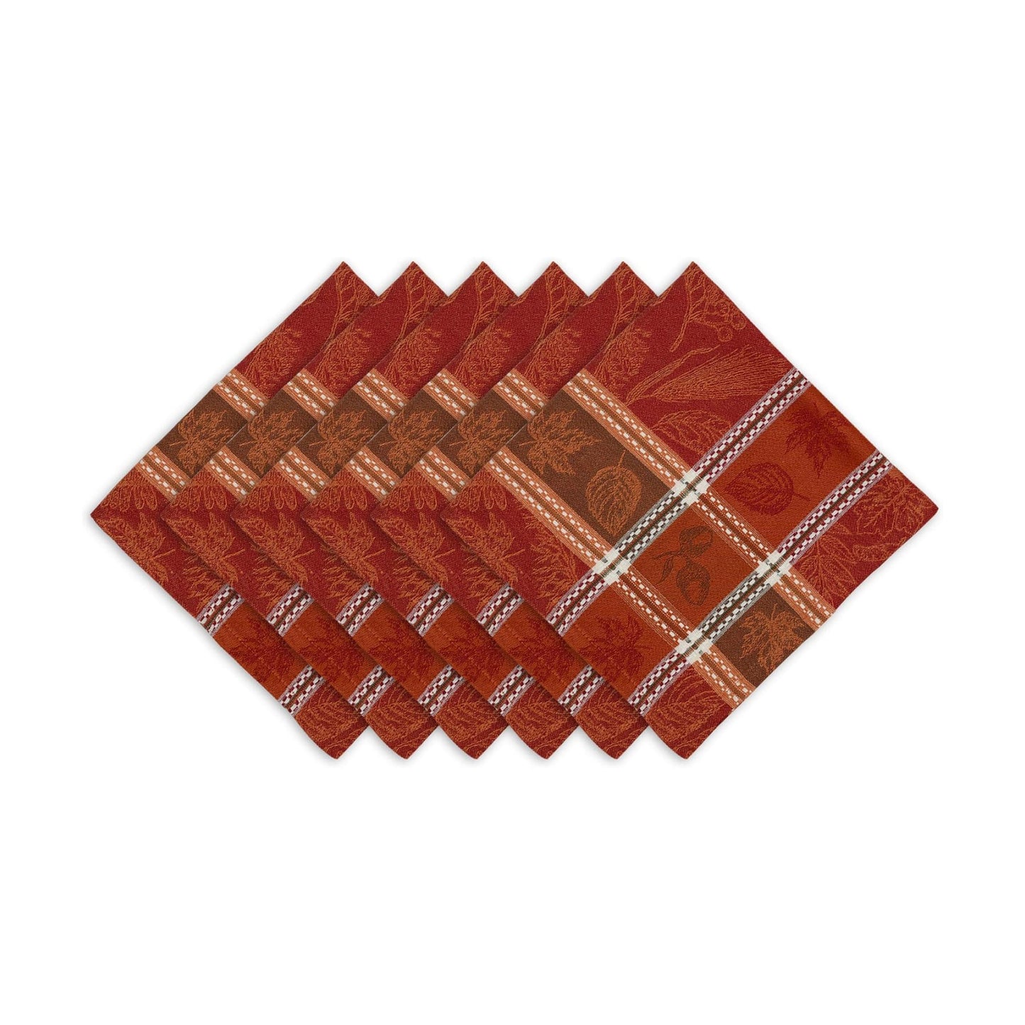 DII Traditional Harvest Wheat Jacquard Collection Thanksgiving Fall Table Décor Damask Cotton, Square Napkin Set