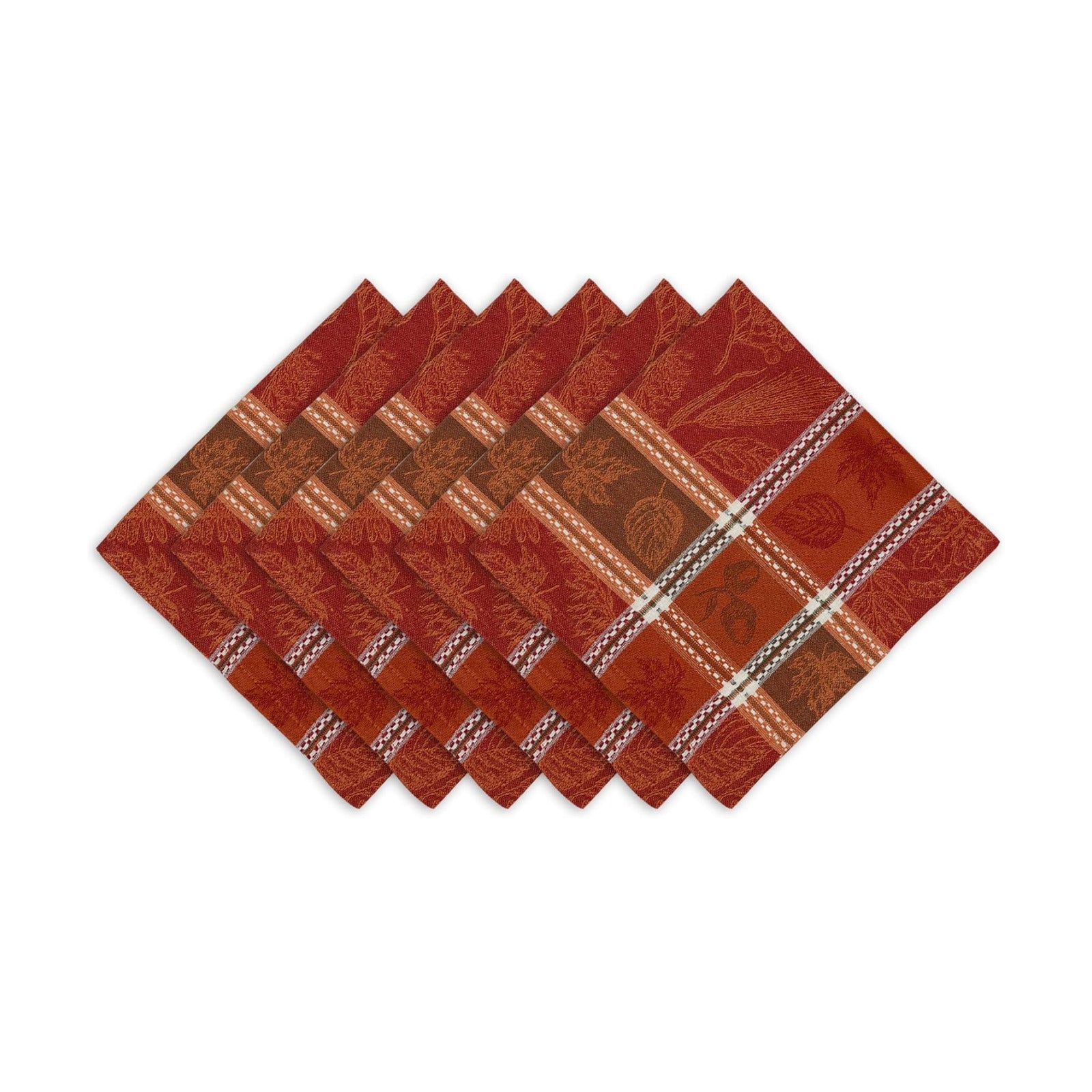 DII Traditional Harvest Wheat Jacquard Collection Thanksgiving Fall Table Décor Damask Cotton, Square Napkin Set