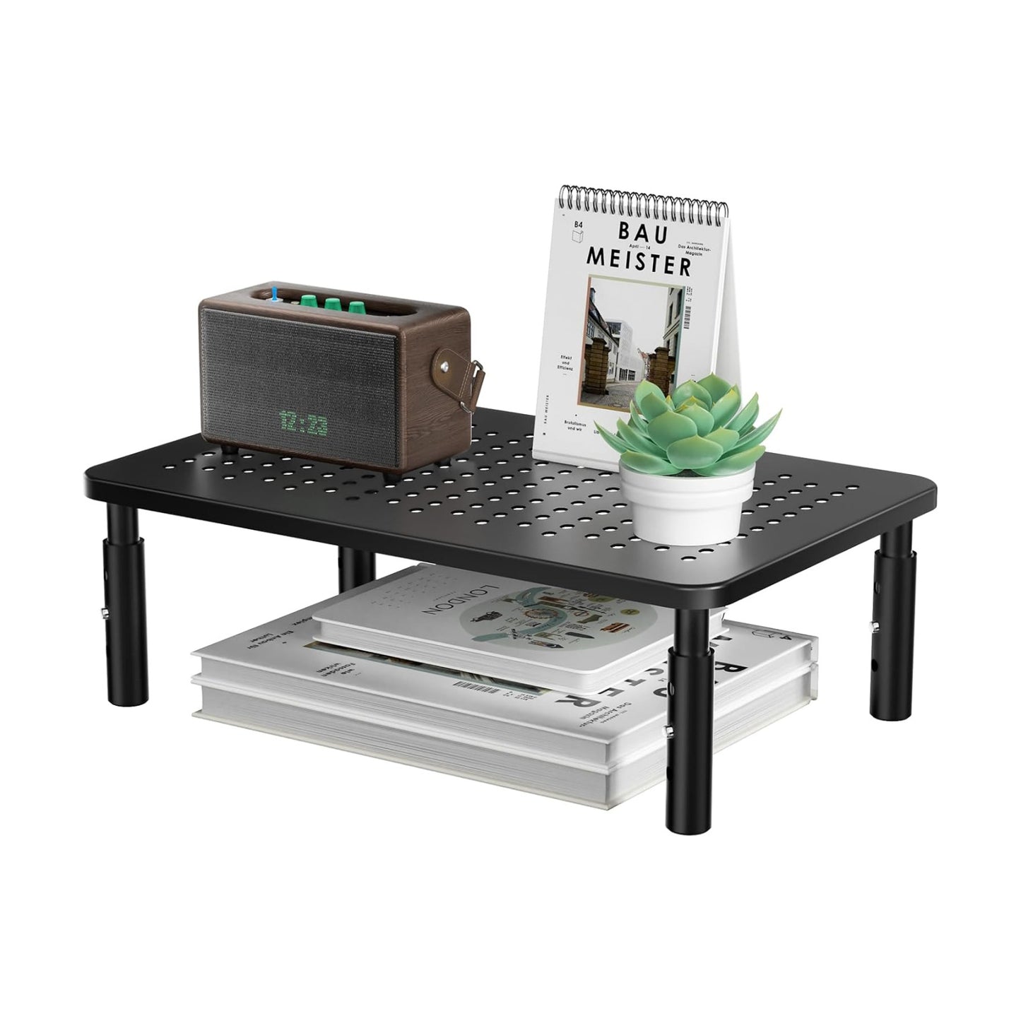 WALI Desk Organizer, 1 Tier Computer Monitor Stand for Desk, Desk Monitor Riser 3 Height Adjustable, Laptop Stand