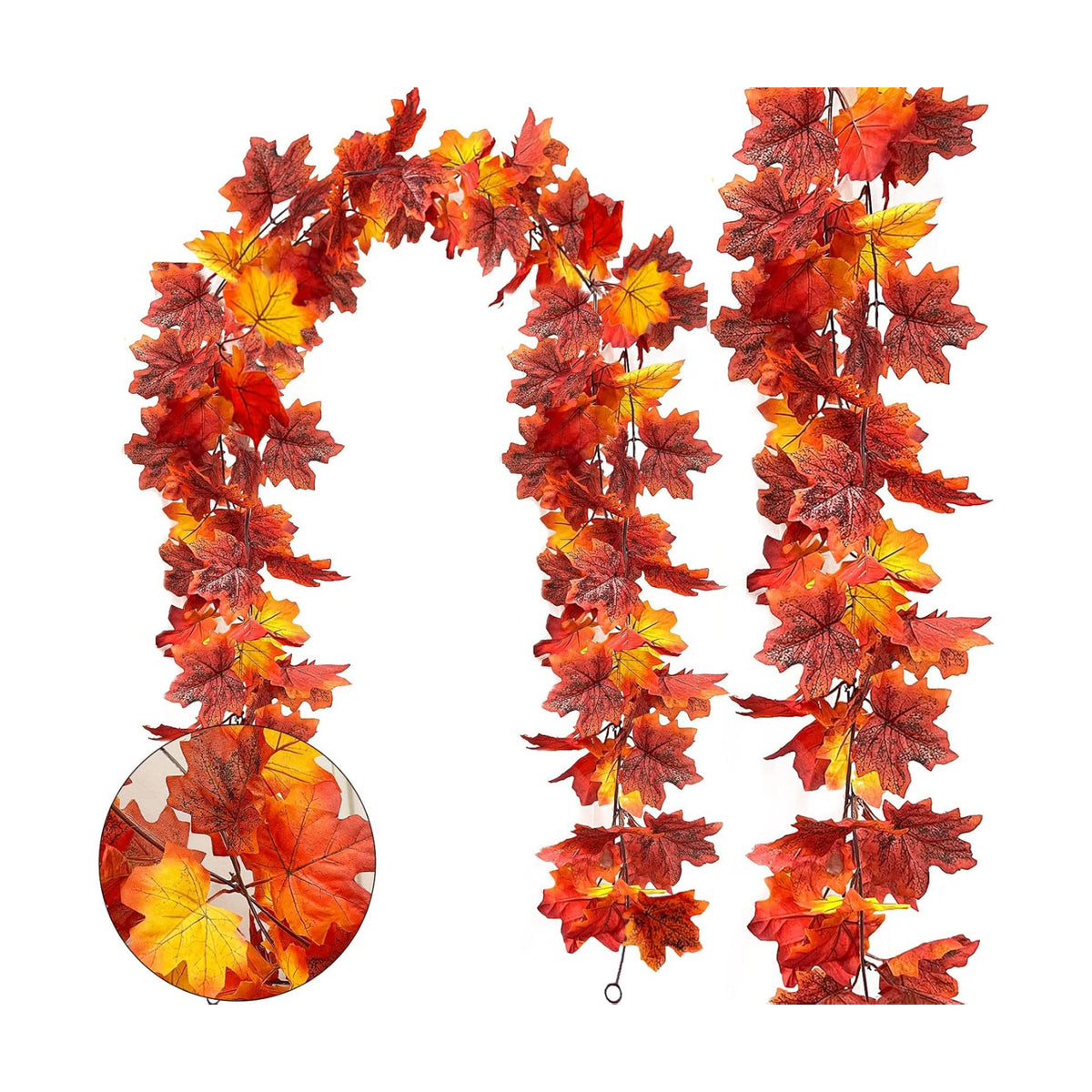 2 Pack Fall Maple Leaves Garland Thanksgiving Fall Decor for Home 5.9FT