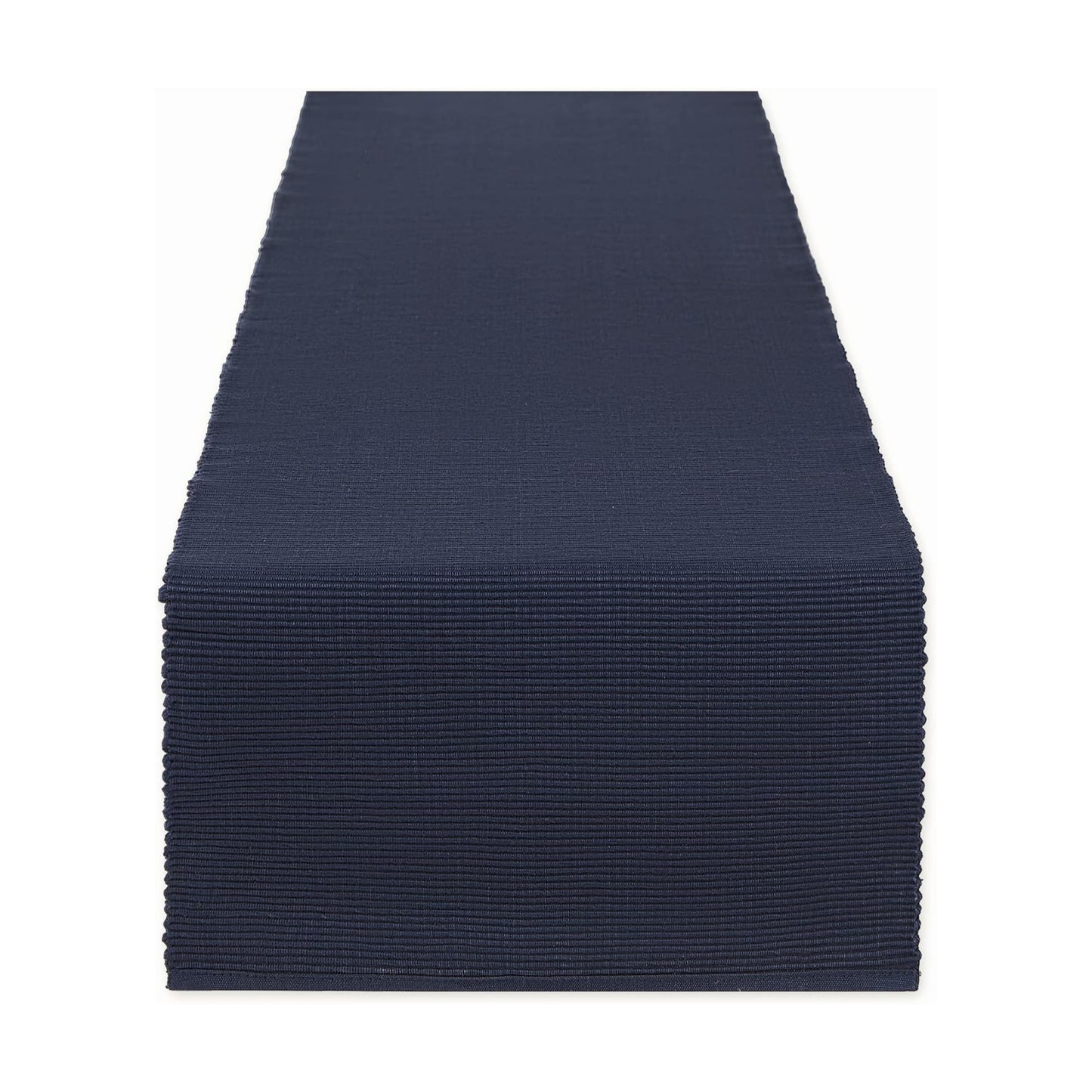 DII Basic Everyday Ribbed Tabletop 100% Cotton, Table Runner, 13x72, Nautical Blue