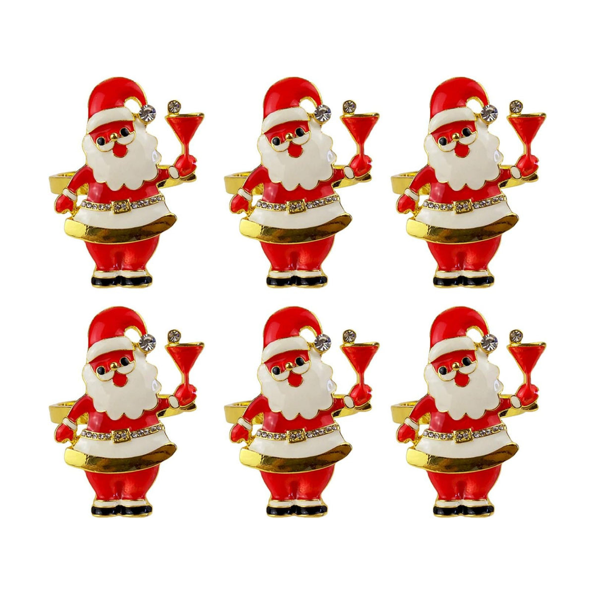 wonlex Xmas Napkin Rings Set of 6, Father Chirstmas Napkin Ring for Wedding, Thanksgiving Day, Family Gatherings, Birthday and Dinner Party (Santa Claus)
