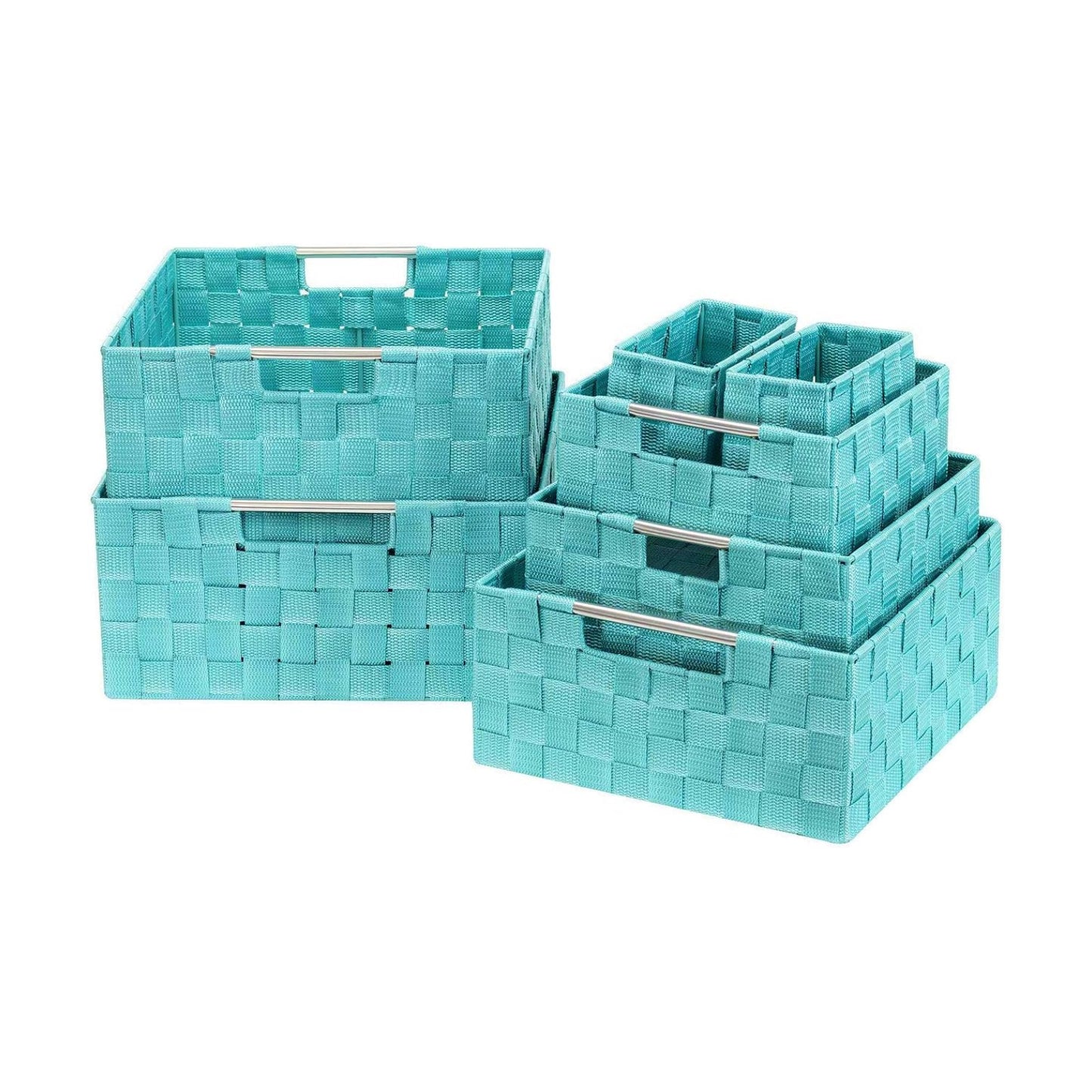 Linen Closet Organizers and Storage / 7 Piece - Aqua / Set of 7