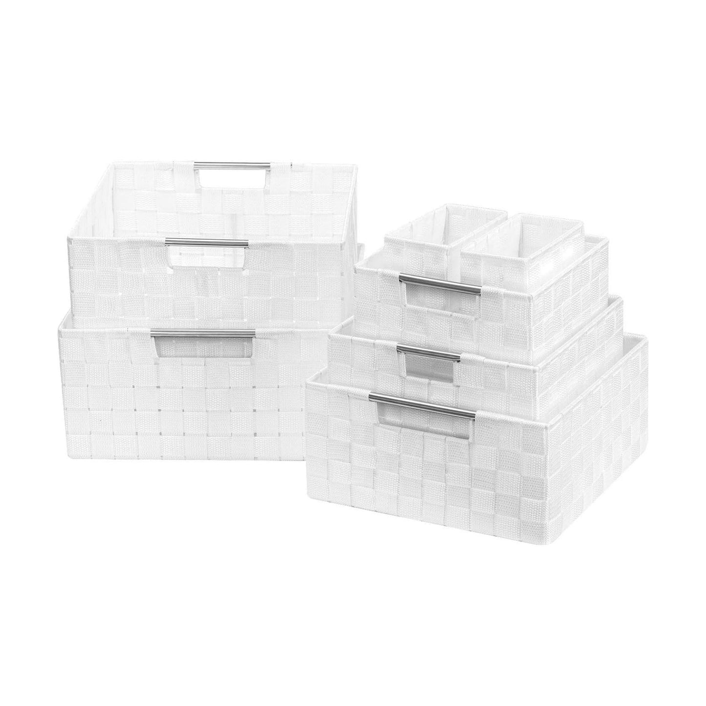 Linen Closet Organizers and Storage / 7 Piece - White / Set of 7