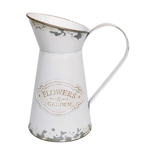Rustic Shabby Chic Vase Small Metal Vase Vintage Milk Jug Mini Pitcher Decorative / White-small-a