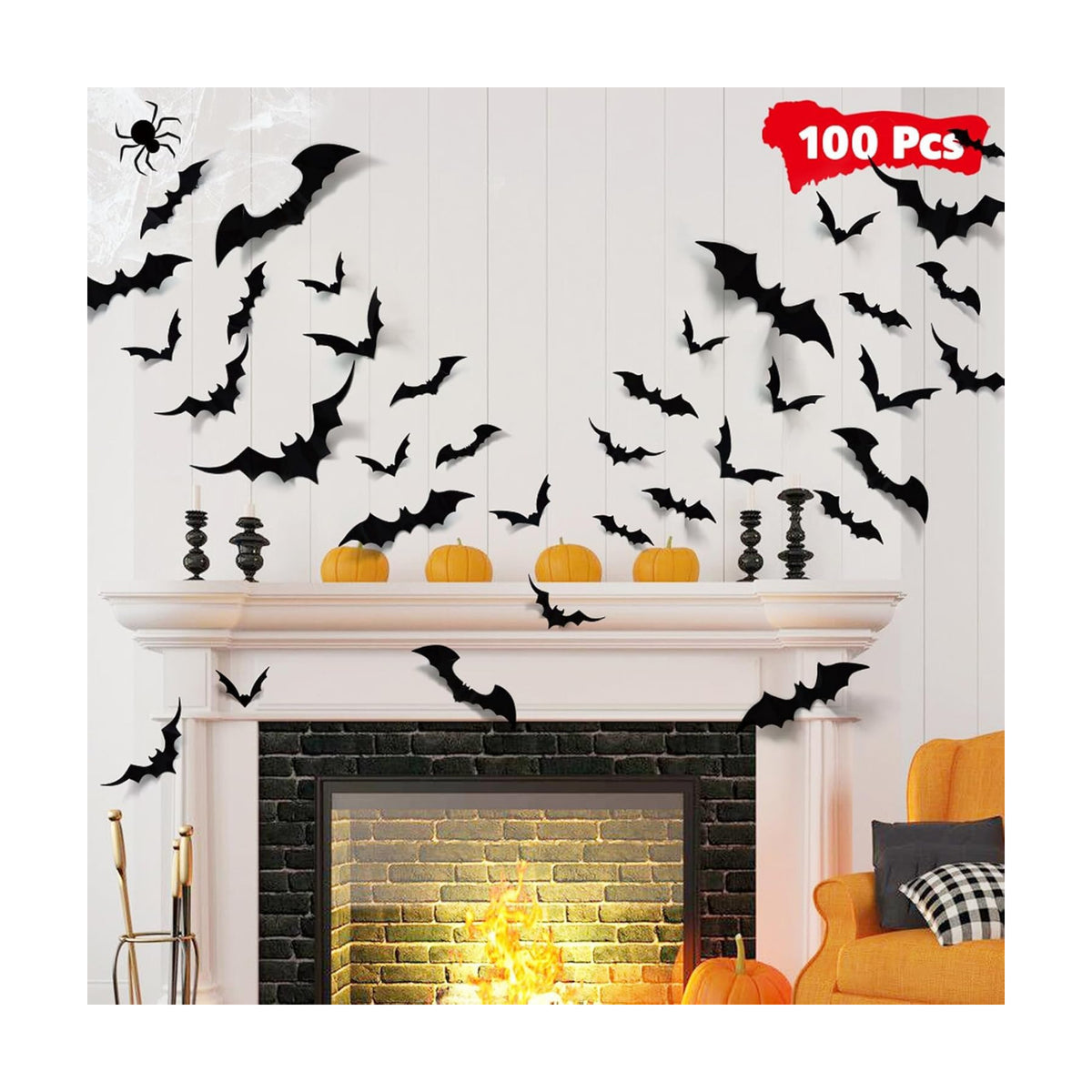 LUDILO 100Pcs Bats Halloween Decorations: Halloween Bats Wall Décor Sticker