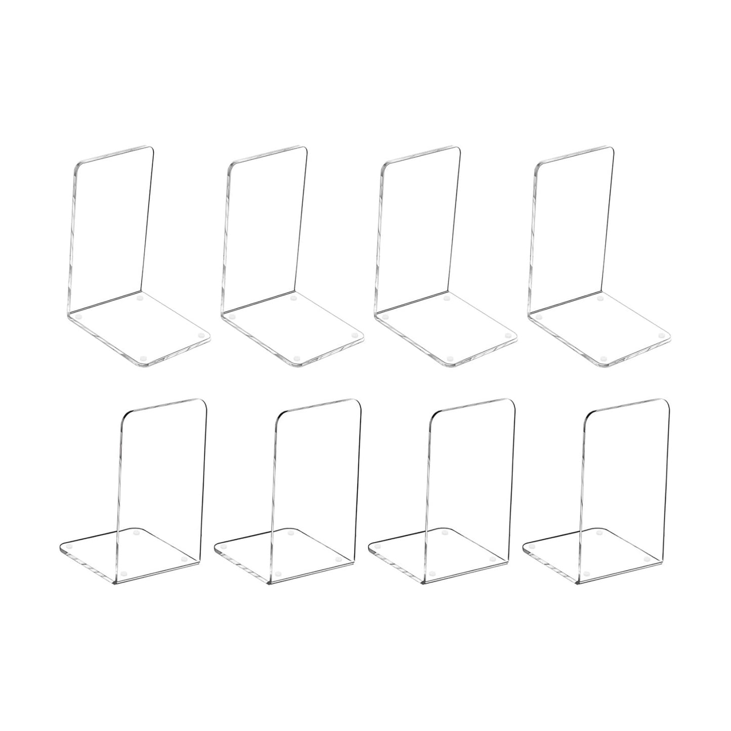 Plastic Acrylic Bookends / 7.08 x 4.72 / Th:3mm/0.12 / Clear / Set of 8