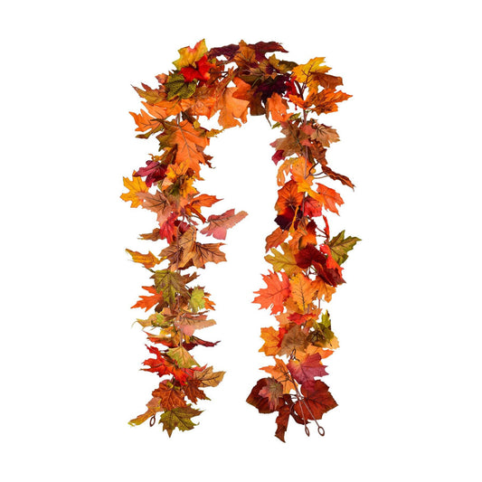 Lvydec 2 Pack Fall Maple Garland - 5.9ft/Piece Artificial Fall Foliage Garland Colorful Autumn Decor for Home Wedding Party (Mixed Color)