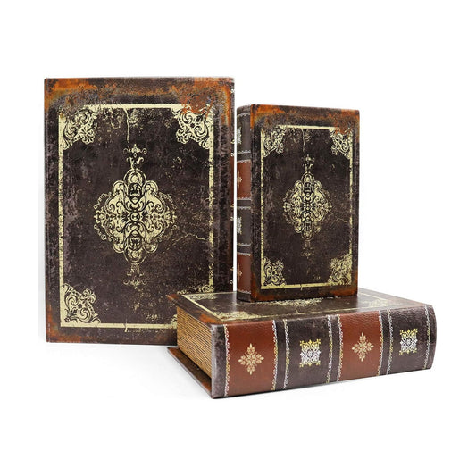 Wooden Decorative Book Boxes / Vintage / Set of 3