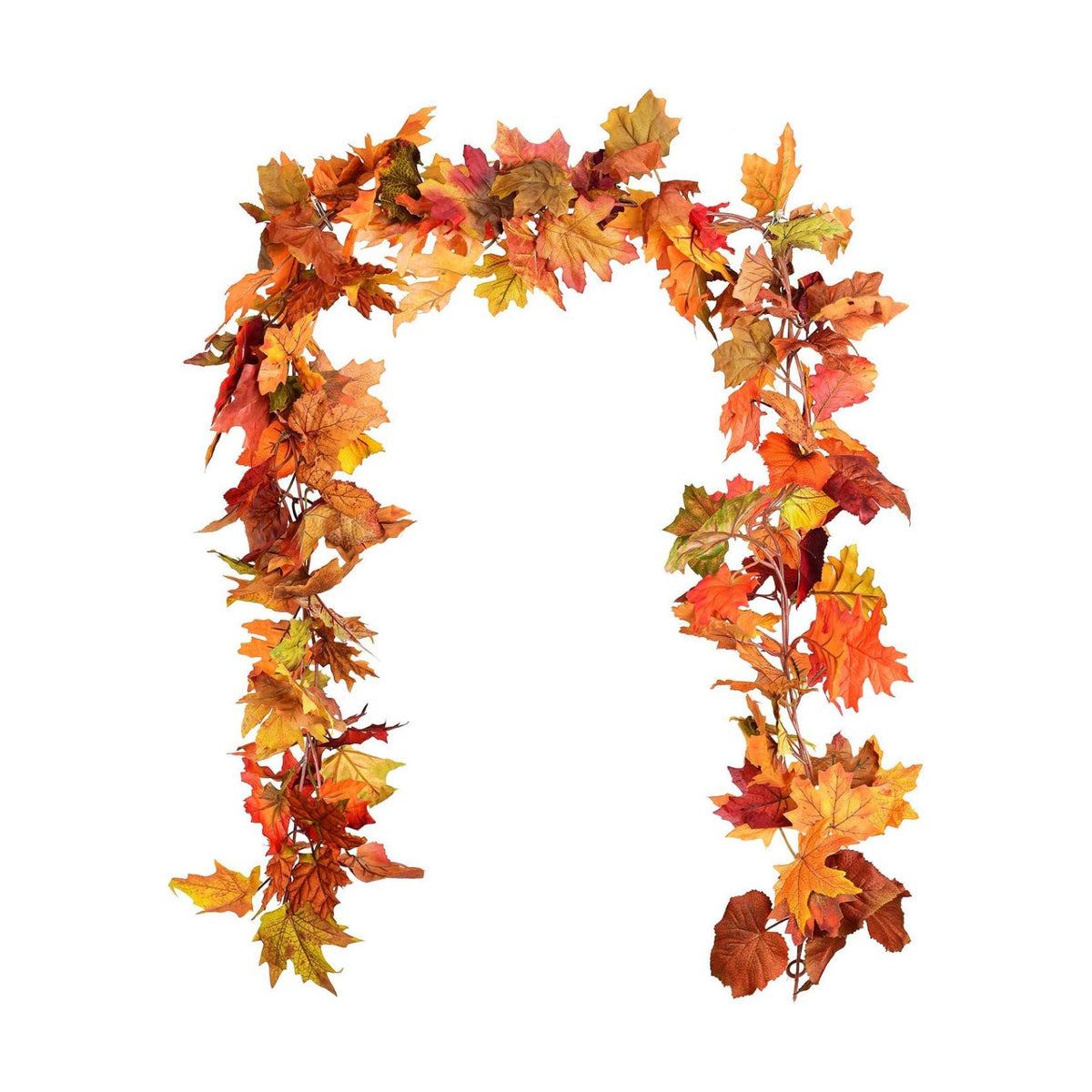DearHouse 2 Pack Fall Garland Maple Leaf, 5.9Ft/Piece Hanging Vine Garland Artificial Autumn Foliage Garland Thanksgiving Decor for Home Wedding Fireplace Party Christmas (Orange)