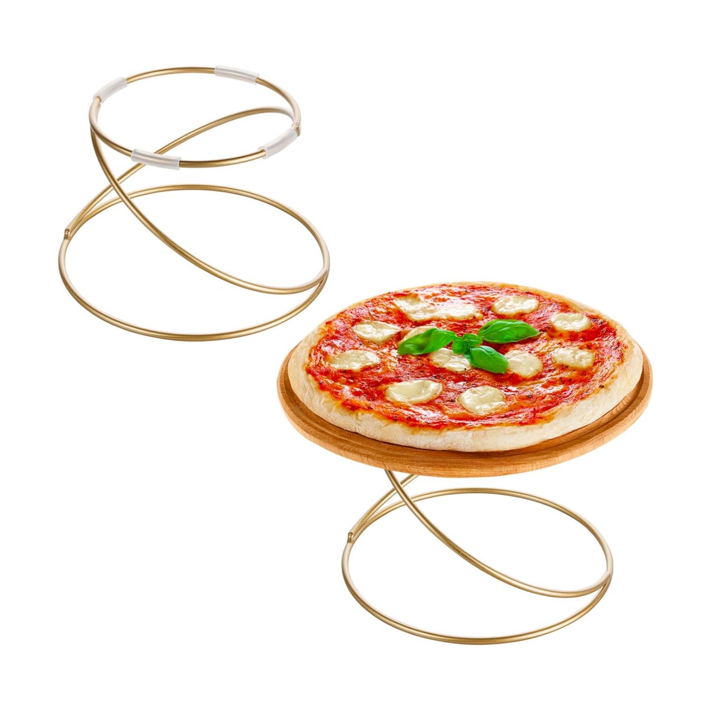 Modern Wire Metal Pizza Stand Tray Pedestal Rest / Gold / 7 Inch