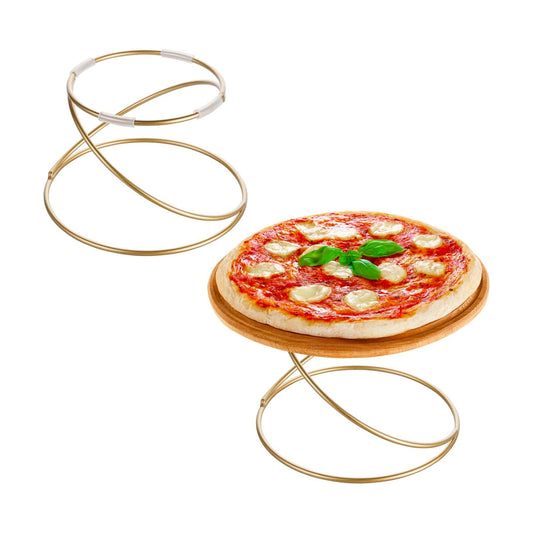 Modern Wire Metal Pizza Stand Tray Pedestal Rest / Gold / 7 Inch