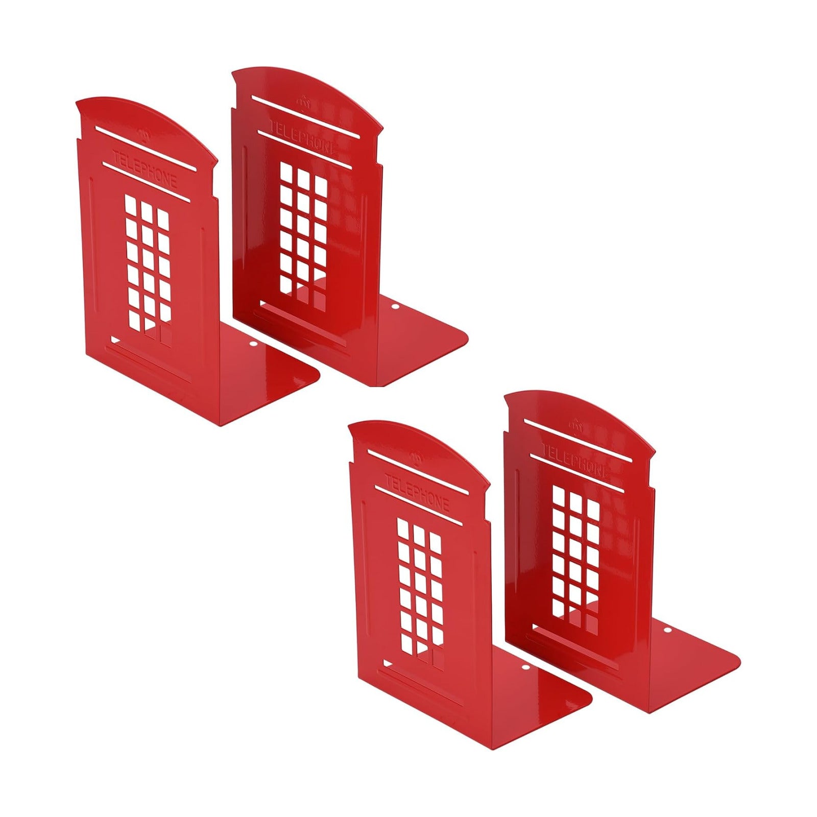 Metal Bookends / Book Ends / Red / Set of 4