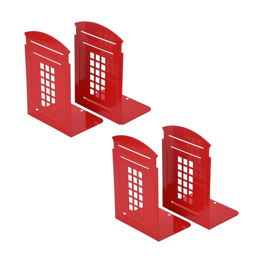 Metal Bookends / Book Ends / Red / Set of 4